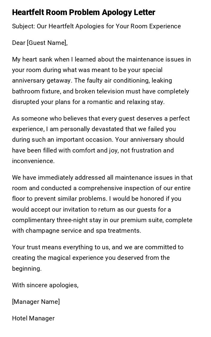 Heartfelt Room Problem Apology Letter Heartfelt Room Problem Apology Letter