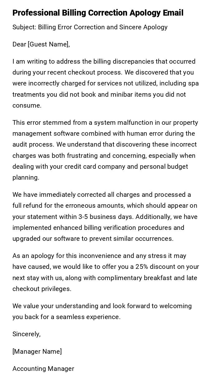 Professional Billing Correction Apology Email Professional Billing Correction Apology Email
