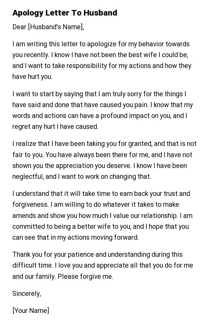 Apology Letter To Husband