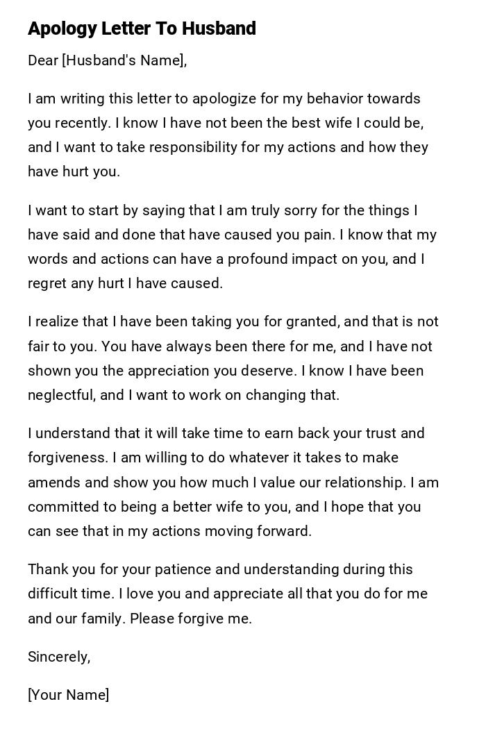 Apology Letter To Husband