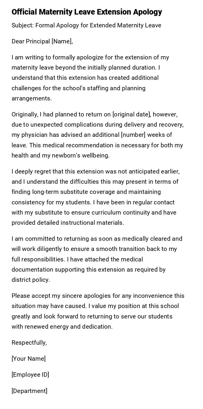 Official Maternity Leave Extension Apology Official Maternity Leave Extension Apology