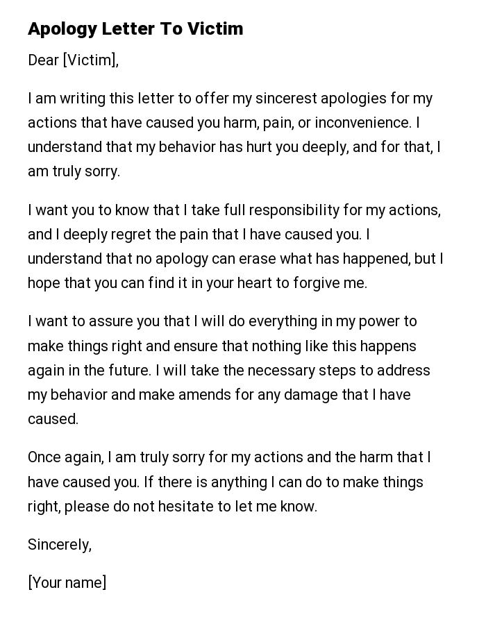 Apology Letter To Victim