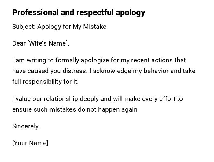 Professional and respectful apology Professional and respectful apology