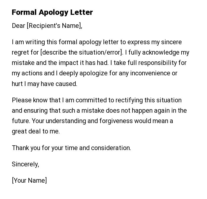 Formal Apology Letter