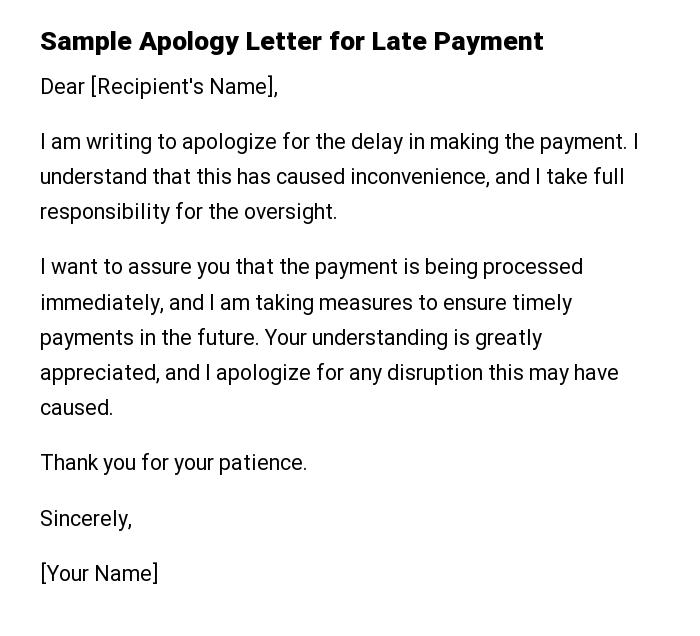 Sample Apology Letter for Late Payment