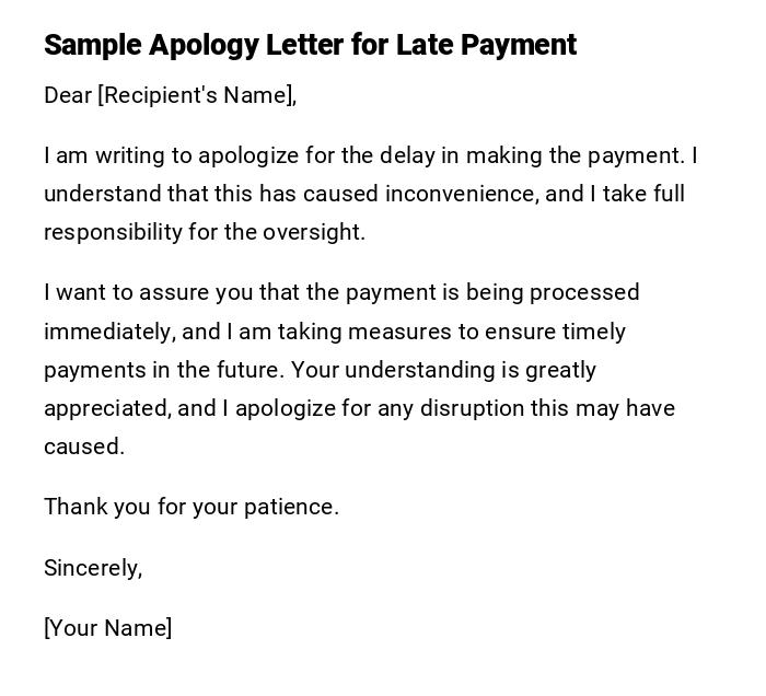 Sample Apology Letter for Late Payment