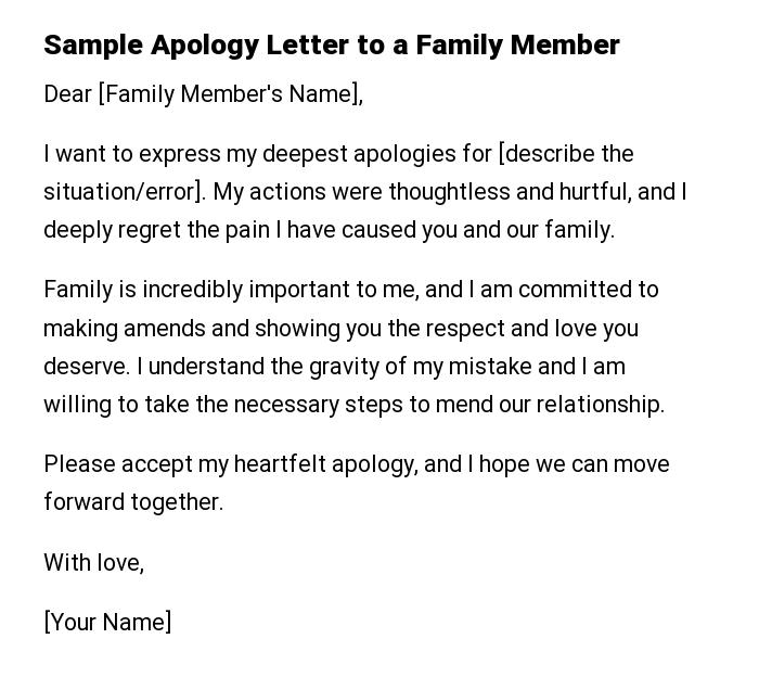 Sample Apology Letter to a Family Member