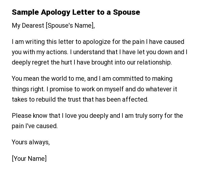 Sample Apology Letter to a Spouse