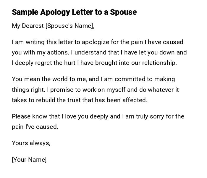 Sample Apology Letter to a Spouse