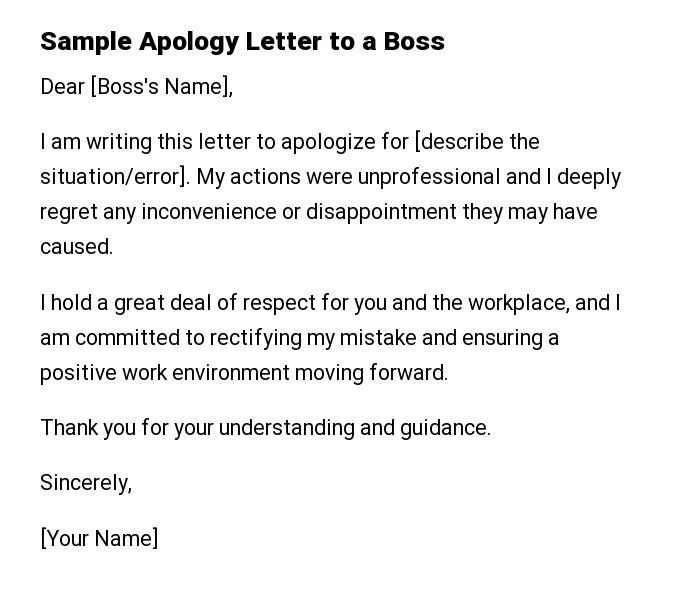 Sample Apology Letter to a Boss