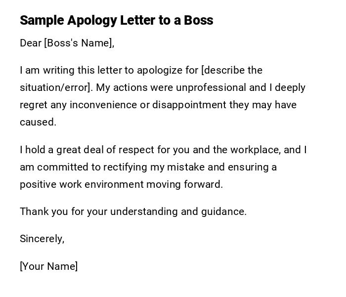 Sample Apology Letter to a Boss