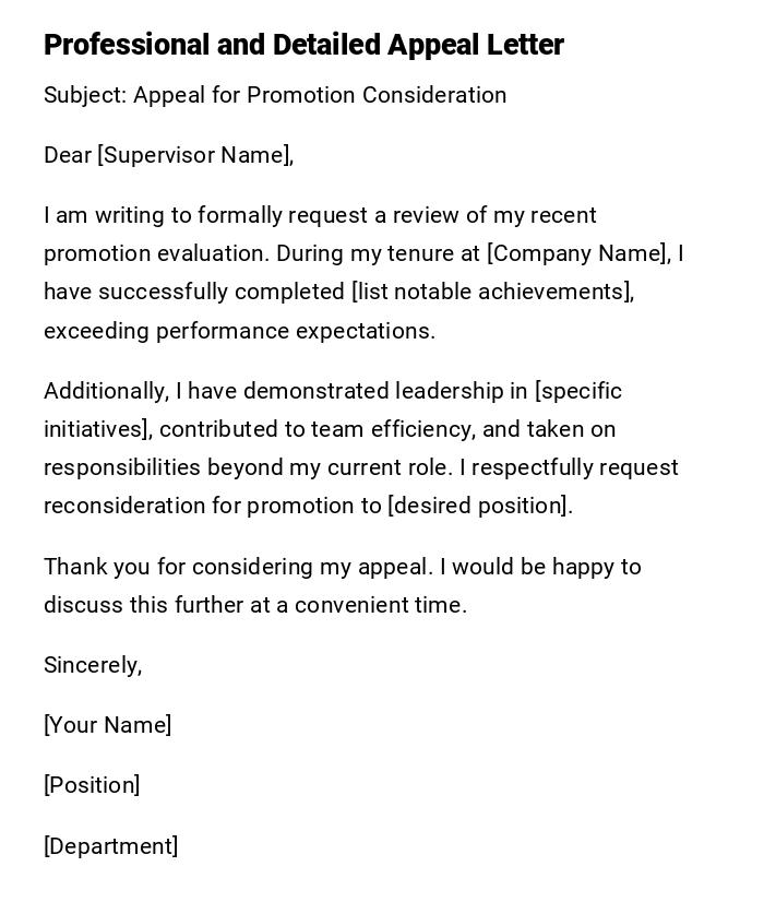 Professional and Detailed Appeal Letter