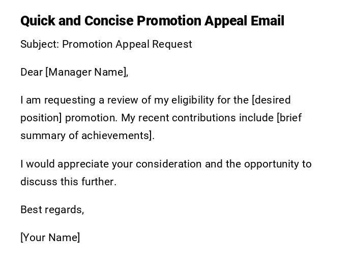 Quick and Concise Promotion Appeal Email