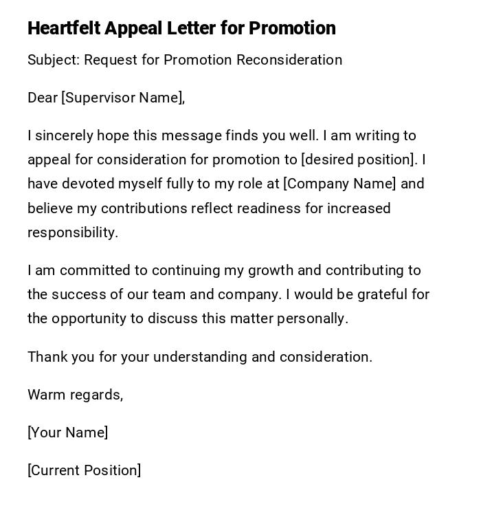 Heartfelt Appeal Letter for Promotion