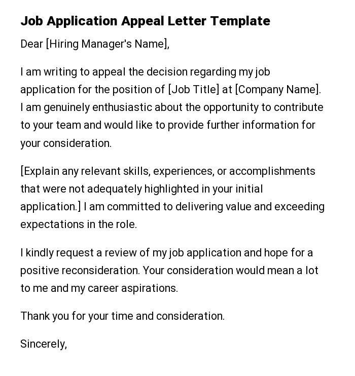 Job Application Appeal Letter Template