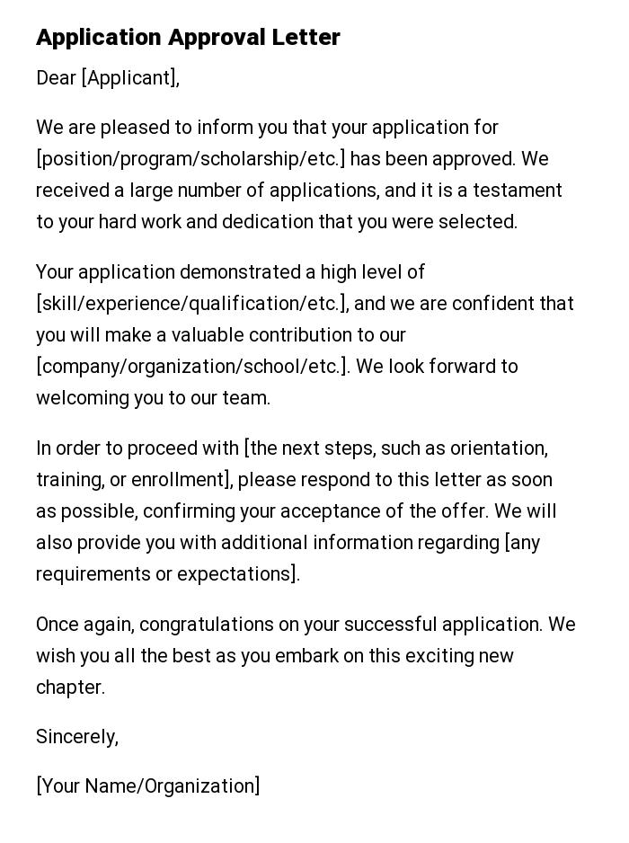 Application Approval Letter