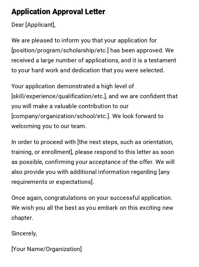 Application Approval Letter