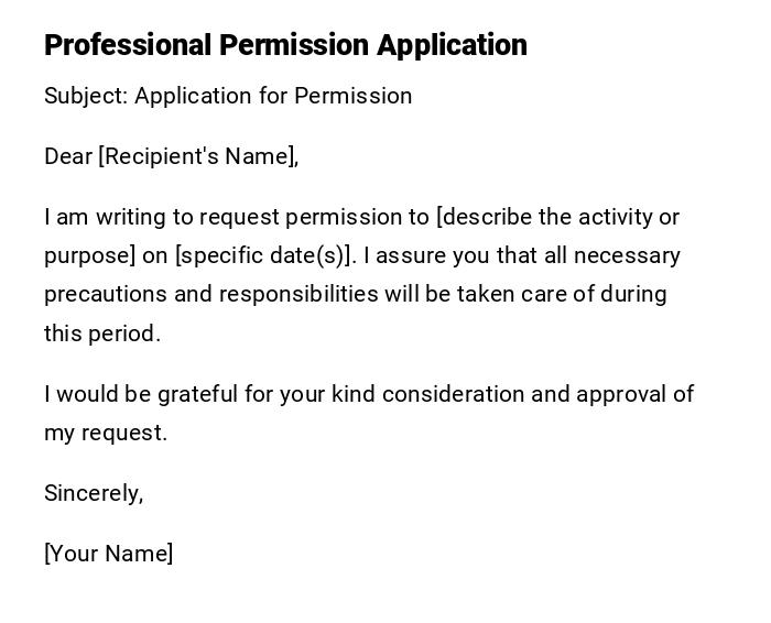 Professional Permission Application Professional Permission Application