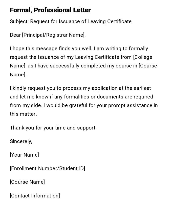 Formal, Professional Letter Formal, Professional Letter
