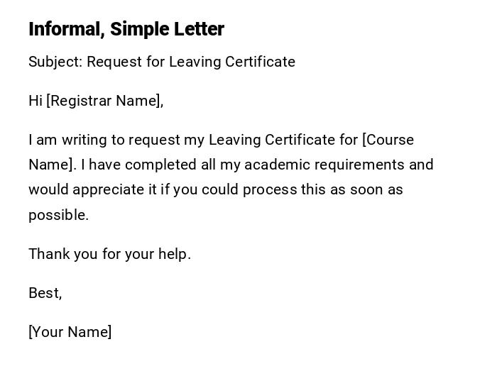Informal, Simple Letter Informal, Simple Letter