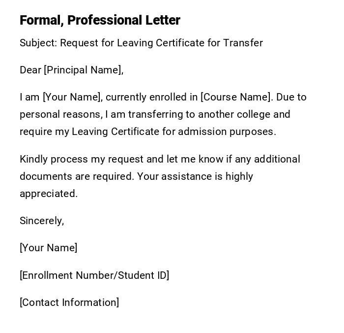Formal, Professional Letter Formal, Professional Letter