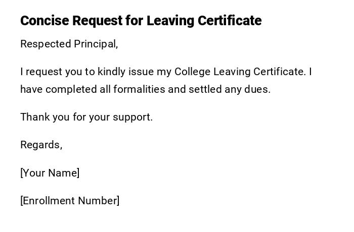 Concise Request for Leaving Certificate