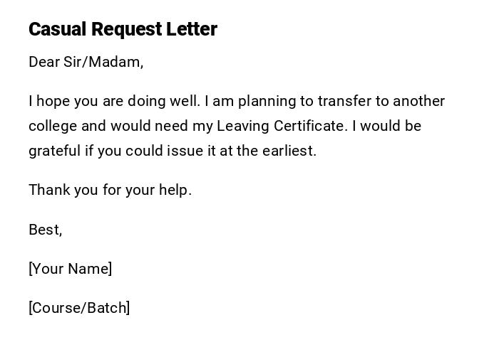 Casual Request Letter