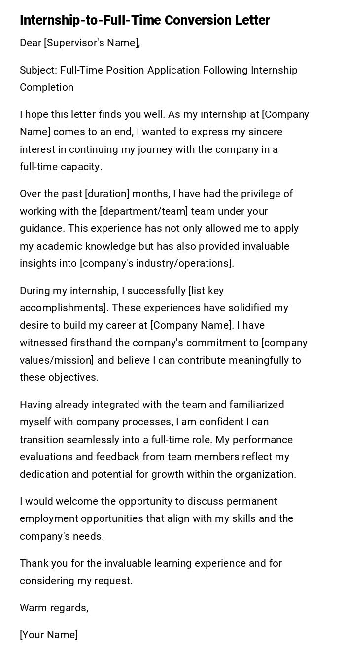 Internship-to-Full-Time Conversion Letter Internship-to-Full-Time Conversion Letter