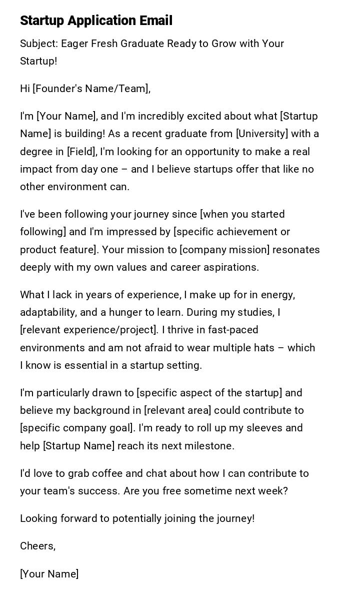 Startup Application Email Startup Application Email
