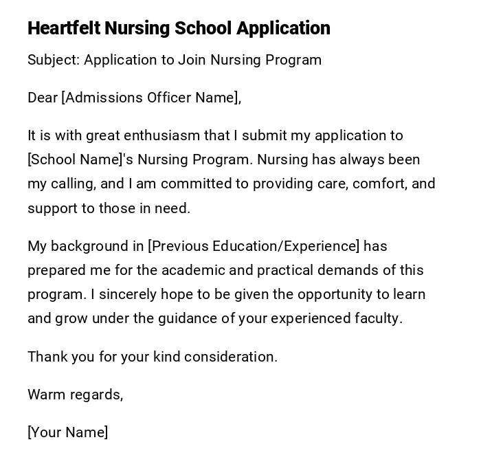 Heartfelt Nursing School Application Heartfelt Nursing School Application