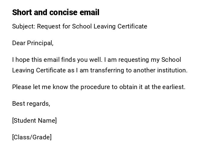 Short and concise email Short and concise email