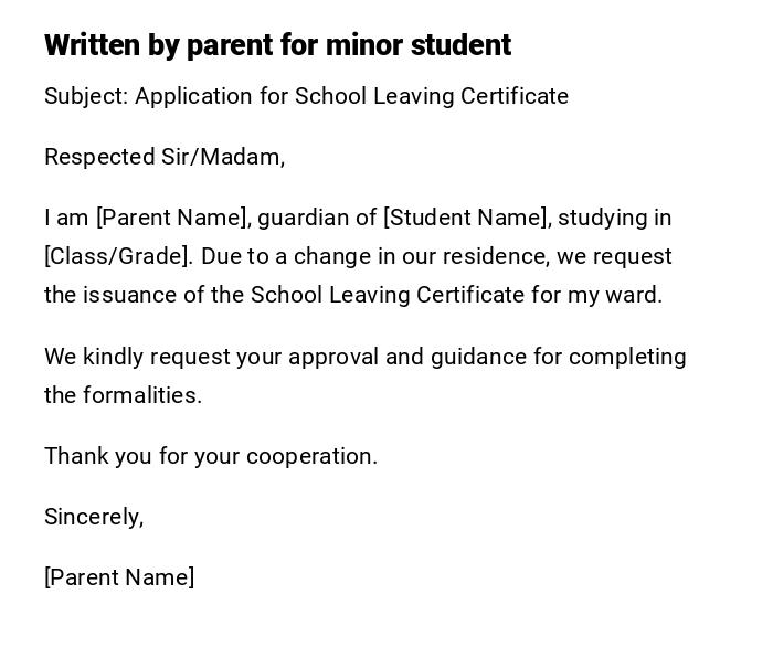 Written by parent for minor student Written by parent for minor student