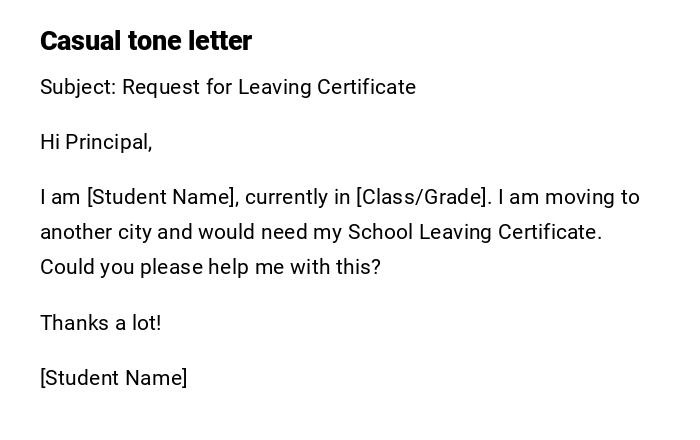 Casual tone letter Casual tone letter