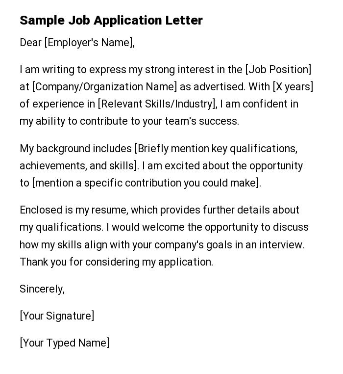 Sample Job Application Letter