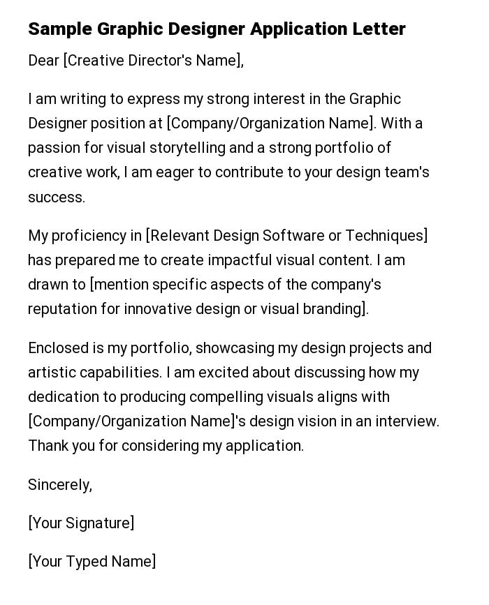 Sample Graphic Designer Application Letter