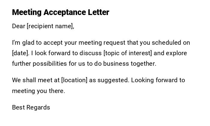 Meeting Acceptance Letter