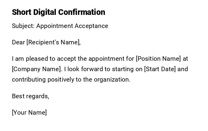 Short Digital Confirmation Short Digital Confirmation