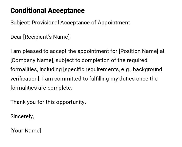 Conditional Acceptance Conditional Acceptance