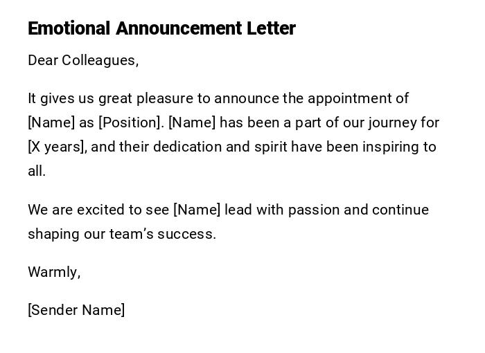 Emotional Announcement Letter Emotional Announcement Letter