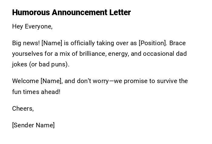 Humorous Announcement Letter Humorous Announcement Letter