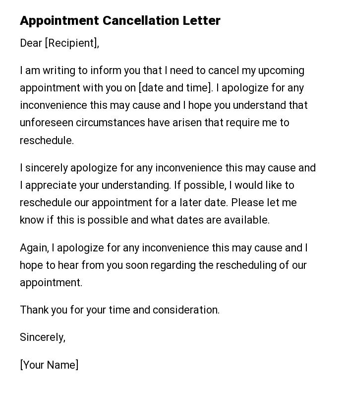 Appointment Cancellation Letter