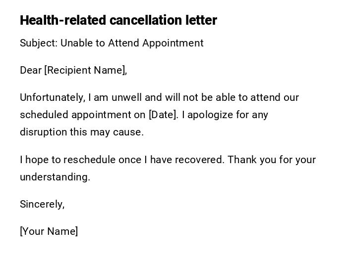 Health-related cancellation letter