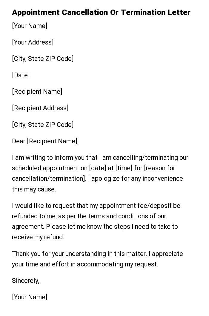 Appointment Cancellation Or Termination Letter