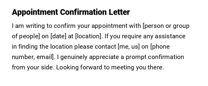 Appointment Confirmation Letter