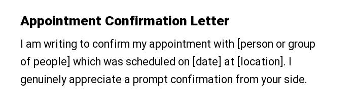 Appointment Confirmation Letter