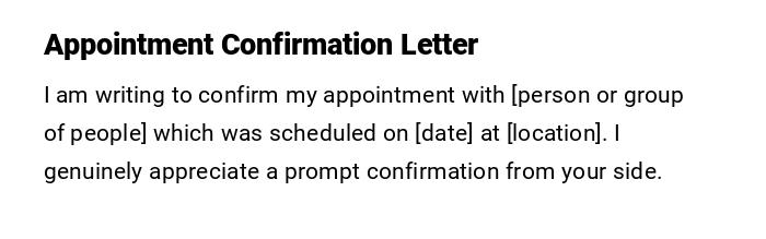 Appointment Confirmation Letter