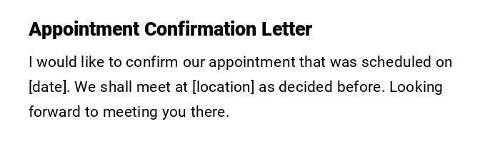 Appointment Confirmation Letter