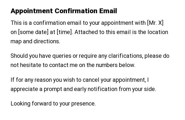 Appointment Confirmation Email