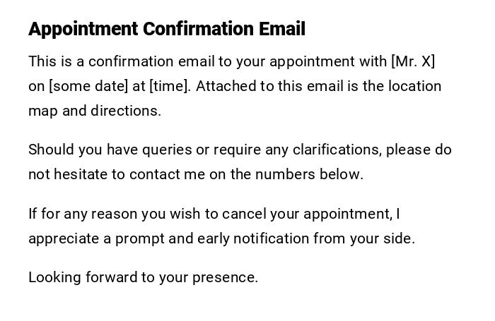 Appointment Confirmation Email