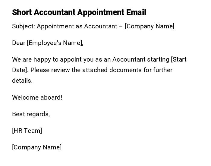 Short Accountant Appointment Email Short Accountant Appointment Email